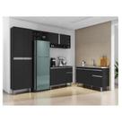 Cozinha Ambiente Vanessa e Balcão de Pia Tatiane 120 cm Preto Fosco - AJL Cozinha Ambiente Vanessa e Balcão de Pia Tatiane 120 cm Preto Fosco - AJL
