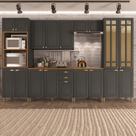 Cozinha Americana Modulada 6 Peças Torre Quente Cristaleira com Vidro Reflecta Com Tampo Paris