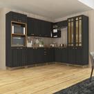 Cozinha Americana Modulada de Canto Reto Torre Quente Cristaleira com Vidro Reflecta Balcão 120cm para Pia com Tampo Completa 8 Peças Paris Cozinha Americana Modulada de Canto Reto Torre Quente Cristaleira com Vidro Reflecta Balcão 120cm para Pia com Tampo Completa 8 Peças Paris