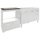 Cozinha Armário Balcão Gabinete De Pia Aline 120 Cm E Balcão Evelyn Para Fogão Cooktop 5 Bocas E Forno Branco