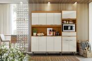 Cozinha Atlantis 11 Armários 2 Gavetas c/ Espaço para Microondas e Utilidades - Jequitiba/Off White