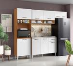 Cozinha Aurora Com Paneleiro e Balcão de Pia 120cm Sem Tampo - Cinamomo/Branco Aramóveis