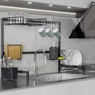 Cozinha Autossustentável 63cm Escorredor de Louça Prato 2 Andares Modular Grande Suspenso