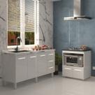 Cozinha Balcão Armário Gabinete de Pia 150 cm Deise e Balcão Evelyn para Fogão Cooktop 4 Bocas Branco Cozinha Balcão Armário Gabinete de Pia 150 cm Deise e Balcão Evelyn para Fogão Cooktop 4 Bocas Branco