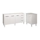 Cozinha Balcão Armário Gabinete De Pia 150 Cm Deise E Balcão Jane Para Microondas Ou Forno Elétrico Branco