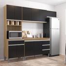 Cozinha com Balcão e Tampo 120 cm Ambiente Andréia Amendoa Preto - AJL