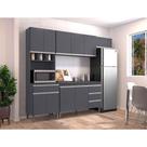 Cozinha Com Balcão E Tampo 120 Cm Andréia Ambiente Cinza Fosco - Ajl