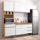 Cozinha Com Balcão E Tampo 120cm Ambiente Andréia Amêndoa Branco - Ajl Cozinha Com Balcão E Tampo 120cm Ambiente Andréia Amêndoa Branco - Ajl