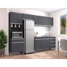 Cozinha com Balcão e Tampo 160 cm Andréia Ambiente Cinza Fosco - AJL