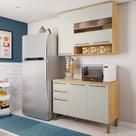 Cozinha Compacta 100% Mdf 2 Peças 6 Portas 2 Gavetas com Tampo e Vidro Itália Espresso Móveis