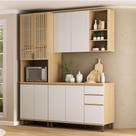 Cozinha Compacta 100% Mdf 3 Pçs Aura Luciane Móveis Carvalho-cinza Cristal