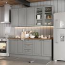 Cozinha Compacta 100% Mdf 4 Peças com Portas de Vidro Americana