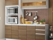 Cozinha Compacta 100% MDF Madesa Smart 190 cm Com Armário, Balcão e Tampo