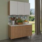 Cozinha Compacta 120cm 2 Peças, 5 Portas e 3 Gavetas