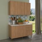 Cozinha Compacta 120cm 2 Peças, 5 Portas e 3 Gavetas