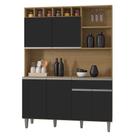 Cozinha Compacta 130cm Com 6 Portas 1 Gaveta Alice Preto/Amêndoa - AJL Móveis Cozinha Compacta 130cm Com 6 Portas 1 Gaveta Alice Preto/Amêndoa - AJL Móveis