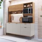 Cozinha Compacta 180cm com Tampo e Espaço para Forno e Microondas 5 Portas 1 Gaveta Nicole