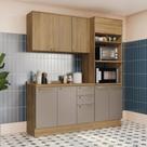 Cozinha Compacta 190cm com Torre Quente 8 portas 3 Gavetas Botanic Kappesberg - Nogueira/Fendi
