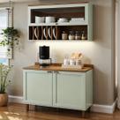 Cozinha Compacta 2 Peças 3 Portas Balcão 120cm Tampo Mdf Iluminata