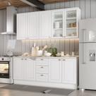 Cozinha Compacta 200cm 4 peças 9 Portas 3 Gavetas Americana Henn