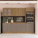 Cozinha Compacta 270cm 5 Peças 12 portas 3 Gavetas com Tampo Botanic Kappesberg - Nogueira/Fendi