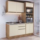 Cozinha Compacta 3 Peças 6 Portas 3 Gavetas com Divisor de Talheres 2 Nichos para Forno Viena