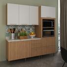 Cozinha Compacta 3 Peças com Armário Paneleiro e Balcão com Tampo Multimóveis CR20450 Cozinha Compacta 3 Peças com Armário Paneleiro e Balcão com Tampo Multimóveis CR20450