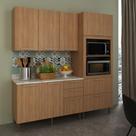 Cozinha Compacta 3 Peças Multimóveis Freijó/mármore Branco Cozinha Compacta 3 Peças Multimóveis Freijó/mármore Branco