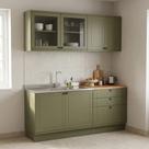Cozinha Compacta 4 Peças 6 Portas 3 Gavetas com Vidro e Tampo 100% MDF Sevilha Verde Hill