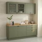 Cozinha Compacta 4 Peças 6 Portas 3 Gavetas com Vidro e Tampo 100% MDF Sevilha Verde Hill Cozinha Compacta 4 Peças 6 Portas 3 Gavetas com Vidro e Tampo 100% MDF Sevilha Verde Hill