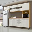 Cozinha Compacta 4 Peças Balcão com Tampo 3 Portas de Vidro Lara Espresso Móveis