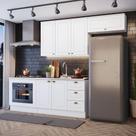 Cozinha Compacta 4 Peças C/ Aéreo Geladeira Branco