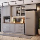 Cozinha Compacta 4 Peças Com Aéreo Basculante Amy Casa 812 Cinza