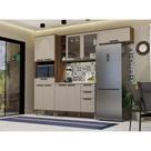 Cozinha Compacta 4 Peças Com Espaço Para Microondas Vidro E Nogueira Dourado/cinammon
