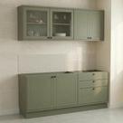 Cozinha Compacta 4 Peças em MDF 6 Portas 3 Gavetas com Vidro Sevilha Verde Hill