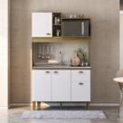 Cozinha Compacta 4 Portas 1 Gaveta 120cm Azaleia Yescasa Bege/Mel/Branco