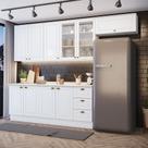Cozinha Compacta 5 Peças Com Aéreo 3 Portas Com Vidro Amy Casa 812