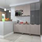 Cozinha Compacta 5 Peças Com Vidro E Tampo Stylo, Cinammon Cozinha Compacta 5 Peças Com Vidro E Tampo Stylo, Cinammon