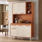 Cozinha Compacta 5 Portas 1 Gaveta 120cm com Nicho Dunas Itatiaia Marrom/Cinamomo/Off White Cozinha Compacta 5 Portas 1 Gaveta 120cm com Nicho Dunas Itatiaia Marrom/Cinamomo/Off White