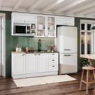 Cozinha Compacta 6 Peças com Aéreo para Micro-Ondas Emily Espresso Móveis