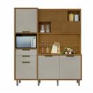 Cozinha Compacta 6 Portas 2 Gavetas Loft Imperatriz Nesher Móveis Amadeirado Freijó/off White