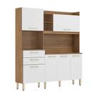 Cozinha Compacta 6 Portas Salvador Torre Quente + Aéreo + Balcão Amêndola/ Branco - Bela Móveis Cozinha Compacta 6 Portas Salvador Torre Quente + Aéreo + Balcão Amêndola/ Branco - Bela Móveis