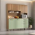 Cozinha Compacta 7 Portas 2 Gavetas Armário com Nicho para Micro-ondas - Luciane 353 Cor:Avelã e Verde Mar Cozinha Compacta 7 Portas 2 Gavetas Armário com Nicho para Micro-ondas - Luciane 353 Cor:Avelã e Verde Mar