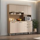 Cozinha Compacta 7 Portas 2 Gavetas Armário com Nicho para Micro-ondas - Luciane 353 Cor:Cinammon