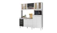 Cozinha Compacta 9 Portas Pétala Branco Uv/Preto Tridimensional - Nicioli