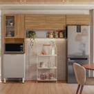 Cozinha Compacta Alba 6 Portas com Vidro Amêndola/Nude Prime Tx - Demóbile