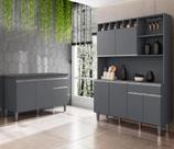Cozinha Compacta Alice e Balcão Tatiane 120mt Com Tampo Mdp Cinza Ajl