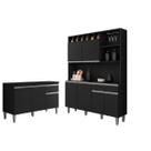 Cozinha Compacta Alice e Balcão Tatiane 120mt Com Tampo Mdp Preto Ajl