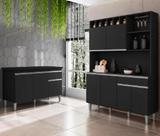 Cozinha Compacta Alice e Balcão Tatiane 120mt Com Tampo Mdp Preto Ajl