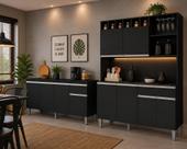 Cozinha Compacta Alice e Balcão Tatiane 150mt Com Tampo Mdp Preto AJL